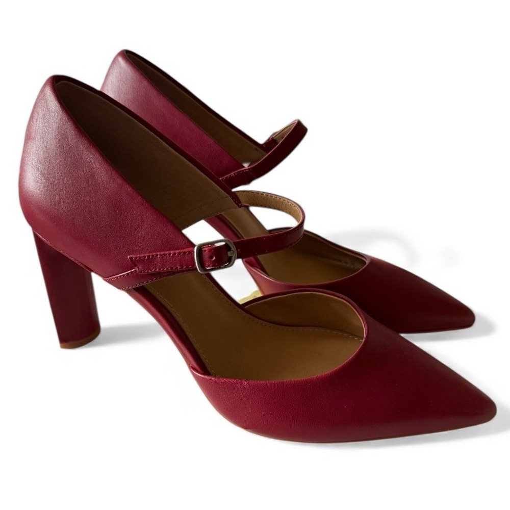 NEW Nic+Zoe "Vee" Red D'Orsay Heels US SZ 8 Leather Cherry Red Mary Jane - Picture 3 of 7